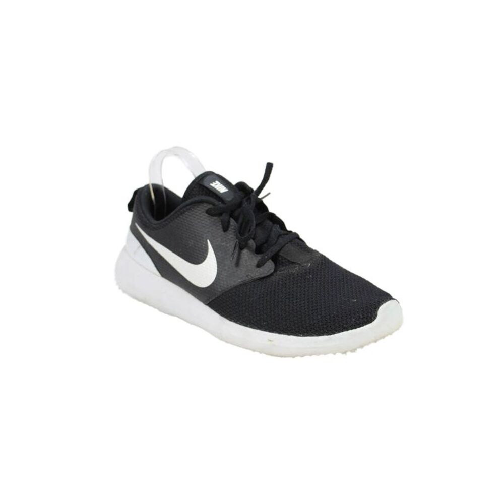 Nike Mens Lace Up Knit Logo Low Top Running Sneakers Black White Size 12